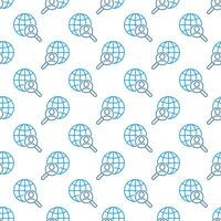 Man in Magnifier and Globe vector Magnifying Glass concept outline seamless pattern