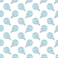 Man in Magnifier and Globe vector Magnifying Glass concept outline seamless pattern