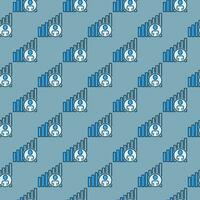 Graph with Man in Circle vector concept blue line seamless pattern