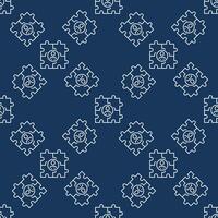 Puzzle with Man vector Sociology Science concept linear blue seamless pattern
