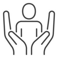 Man inside Hands vector concept thin line simple icon