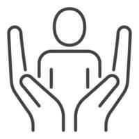 Man inside Hands vector concept thin line simple icon