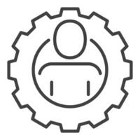 Gear with Man vector concept line icon or sign