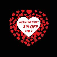 1 percent off sale valentines day vector