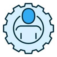 Cog Wheel with Man vector concept blue icon or symbol
