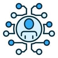 circulo con hombre dentro digital cerebro vector concepto azul icono o símbolo