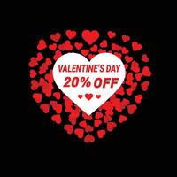 20 percent off sale valentines day vector