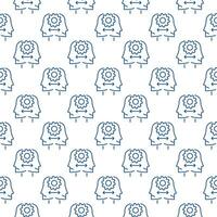 Sociology vector Face with Cog Wheel concept line seamless pattern
