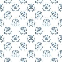 Sociology vector Face with Cog Wheel concept line seamless pattern