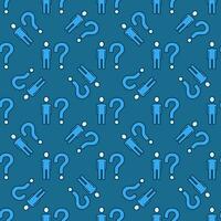 Question Mark and Man vector concept blue seamless pattern