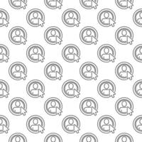 Mouse Click on Man in Circle vector outline seamless pattern