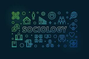 Sociology and Society Interaction vector concept line horizontal colored banner