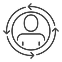 Circle with Man inside Arrows vector concept line icon or sign