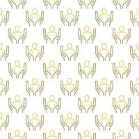 Man inside Hands vector concept thin line creative seamless pattern