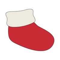 A Christmas Sock Vector isolated on white background in a minimal xmas concept