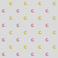 Seamless pattern of a crescent in pink, and yellow on gray background, Vector for fabric, wrapping, wallpaper, textile