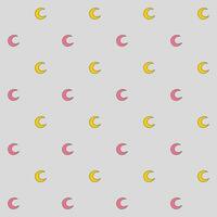 Seamless pattern of a crescent in pink, and yellow on gray background, Vector for fabric, wrapping, wallpaper, textile