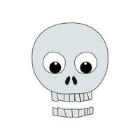 A shocked skull in Cute Halloween Cartoon theme Vector isolated on white background