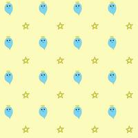 Seamless pattern of a soul, and star in blue, and yellow on yellow background, Vector for fabric, wrapping, wallpaper, textile