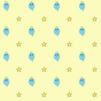 Seamless pattern of a soul, and star in blue, and yellow on yellow background, Vector for fabric, wrapping, wallpaper, textile