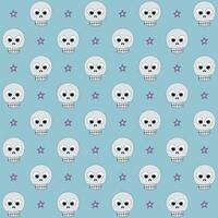 Seamless pattern of a skull, and star in gray, and purple on blue background, Vector for fabric, wrapping, wallpaper, textile