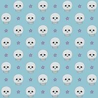 Seamless pattern of a skull, and star in gray, and purple on blue background, Vector for fabric, wrapping, wallpaper, textile