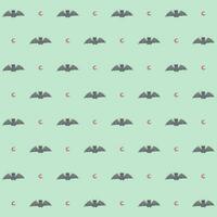 Seamless pattern of a bat, and crescent in pink, and gray on green background, Vector for fabric, wrapping, wallpaper, textile