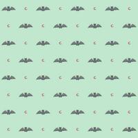 Seamless pattern of a bat, and crescent in pink, and gray on green background, Vector for fabric, wrapping, wallpaper, textile