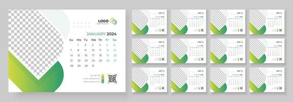 Desk Calendar Template 2024. Desk calendar in a minimalist style. Week Starts on Sunday. vector