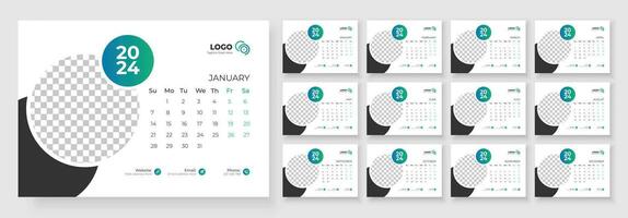 Desk Calendar Template 2024. Desk calendar in a minimalist style. Calendar 2024 planner corporate template design. vector