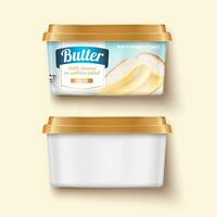 3d illustration butter spread container box lay on the light yellow background vector