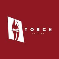 Torch Flame Logo Simple Vector Design Retro Illustrator Template