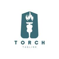 Torch Flame Logo Simple Vector Design Retro Illustrator Template