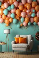 Whimsical Gift Presentation Balloon, Gifts, and Gift Box Mockup for Imaginative Moments Generative AI photo