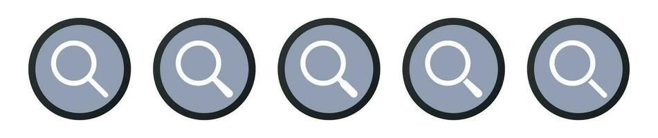 Search symbol in round dark frame icon set. vector