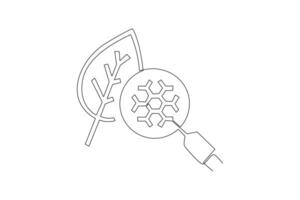 One continuous line drawing of Chemistry and physics laboratory equipment concept. Doodle vector illustration in simple linear style.