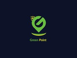 Green Point logo design, letter g icon vector