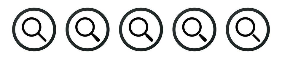 Black frame search icon set. vector