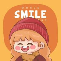 Happy girl laughing in the world smile day vector
