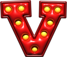 brillant rouge 3d minuscule lettre v png