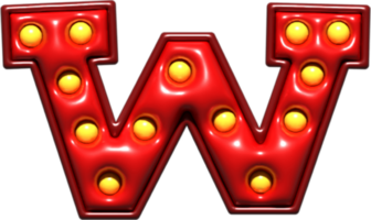 brillant rouge 3d minuscule lettre w png