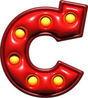 brillant rouge 3d minuscule lettre c png