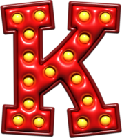 glimmend rood 3d hoofdletters brief k png