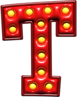 Shiny Red 3D Uppercase Letter T png