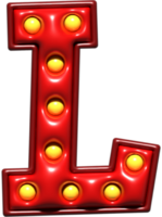 Shiny Red 3D Uppercase Letter L png