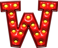 Shiny Red 3D Uppercase Letter W png