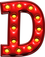 glimmend rood 3d hoofdletters brief d png