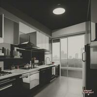 cocina conjunto interior diseño, generativo ai foto