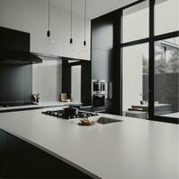 Kitchen set interior design, generative ai photo
