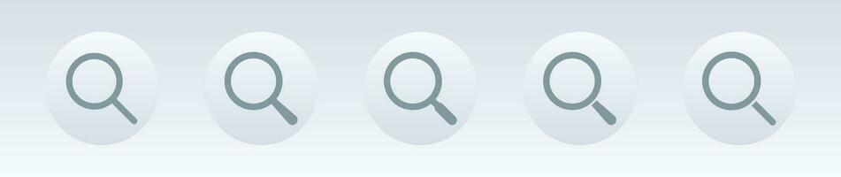 Neomorphic style search light icon set EPS10. vector